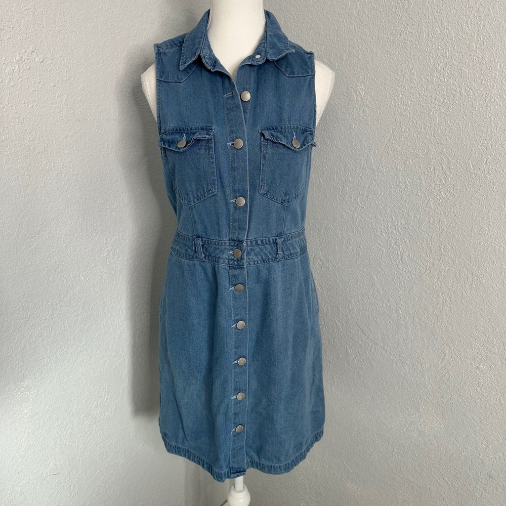 Velvet Heart short button down collared Denim Dress women's size small